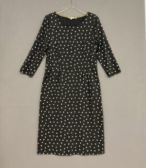Boden Dress US12L UK16L Tall Gray Daisy Print Pockets Cotton Penny Dress